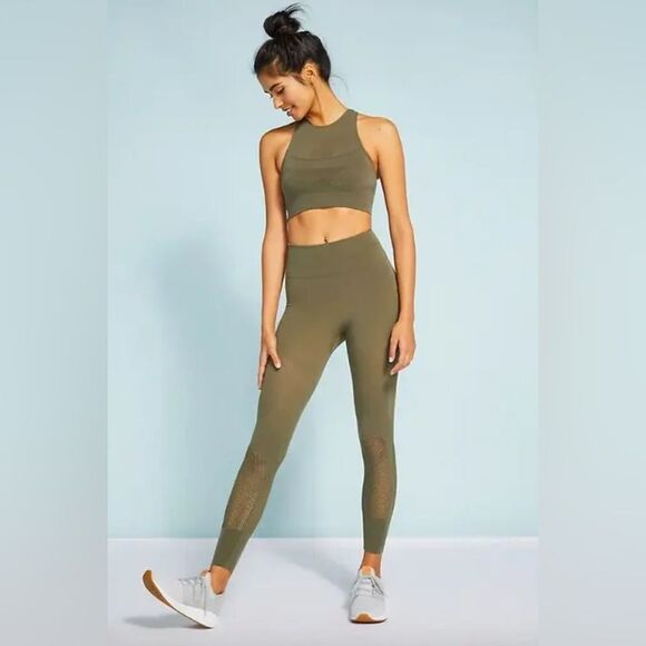 Free People Movement Dusty Olive Mesh Compression Leggings S - Picture 1 of 11